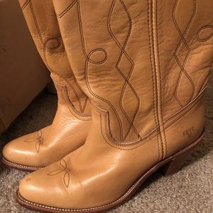 Frye cowboy boots (mustard yellow)